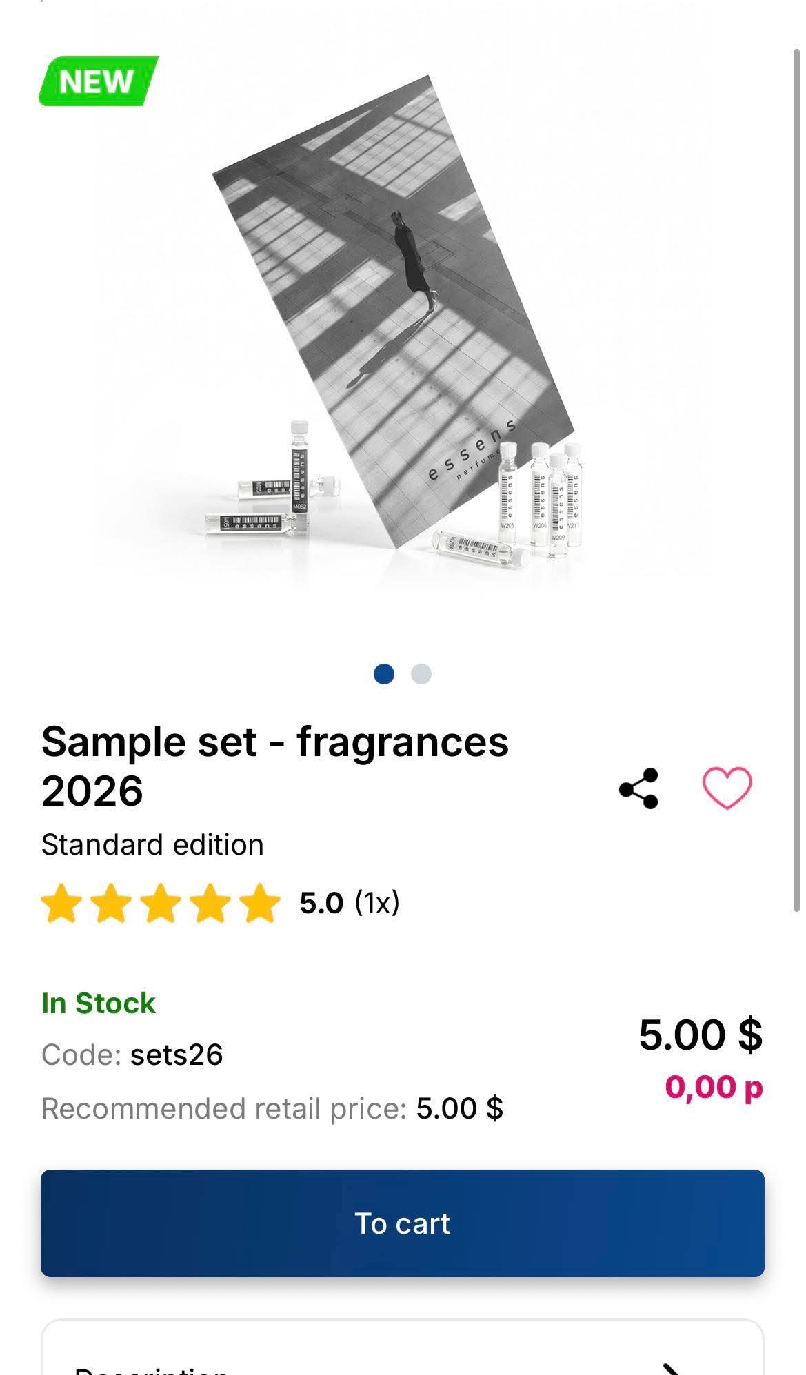 Essens 2026 fragrance sample set with ten vials and presentation card